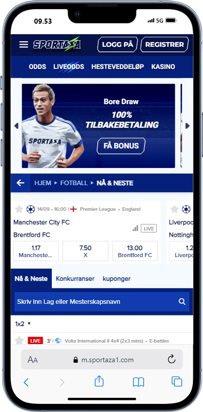 sportaza fotball odds