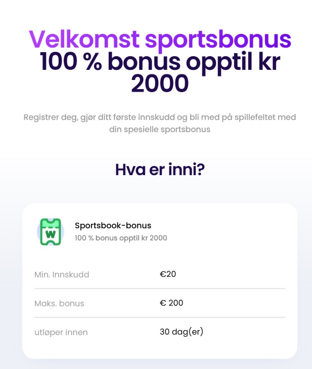 winnerz odds bonus norge